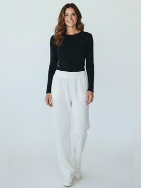 Nike Women's Wide-Leg Knit Pull-On Pants - White